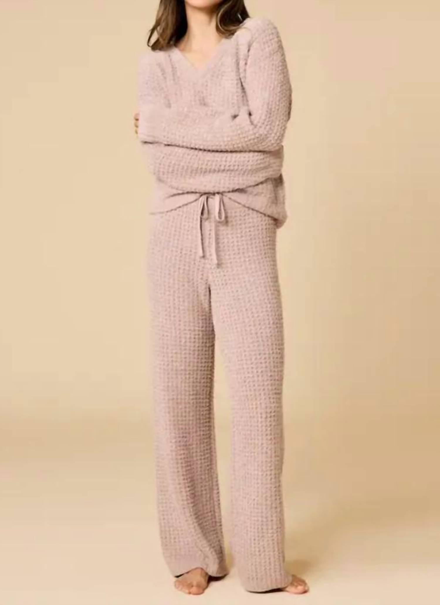Softies - Marshmallow Waffle V Neck with Long Pant Set