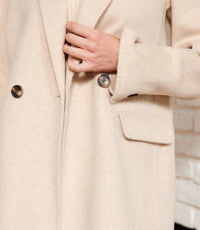 Karen Kane Brushed Double-Breasted Coat in oatmeal - women's jacket - view 6