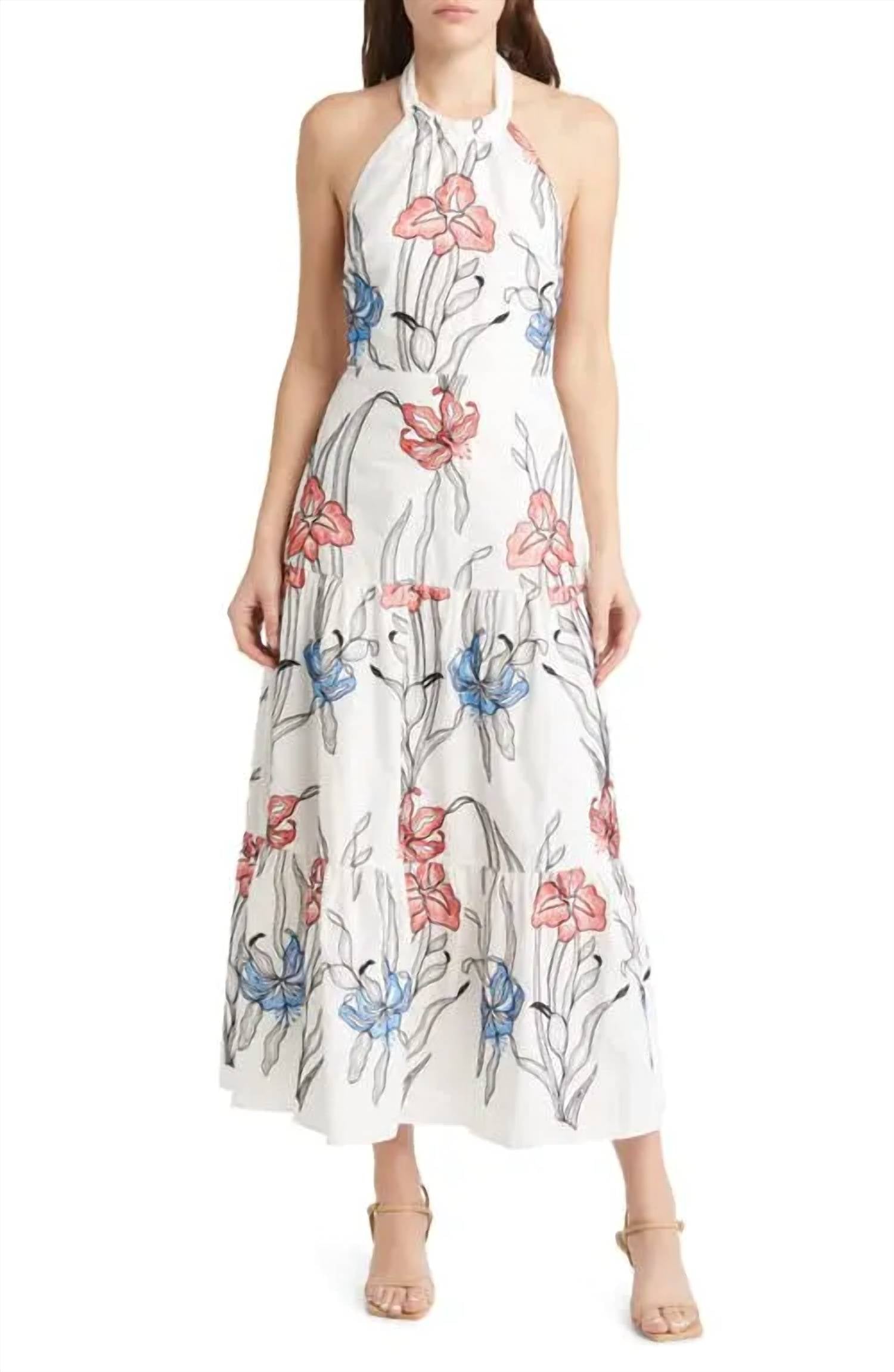 MILLY Hayden Floral Embroidered Dress in white multi - women's dress
