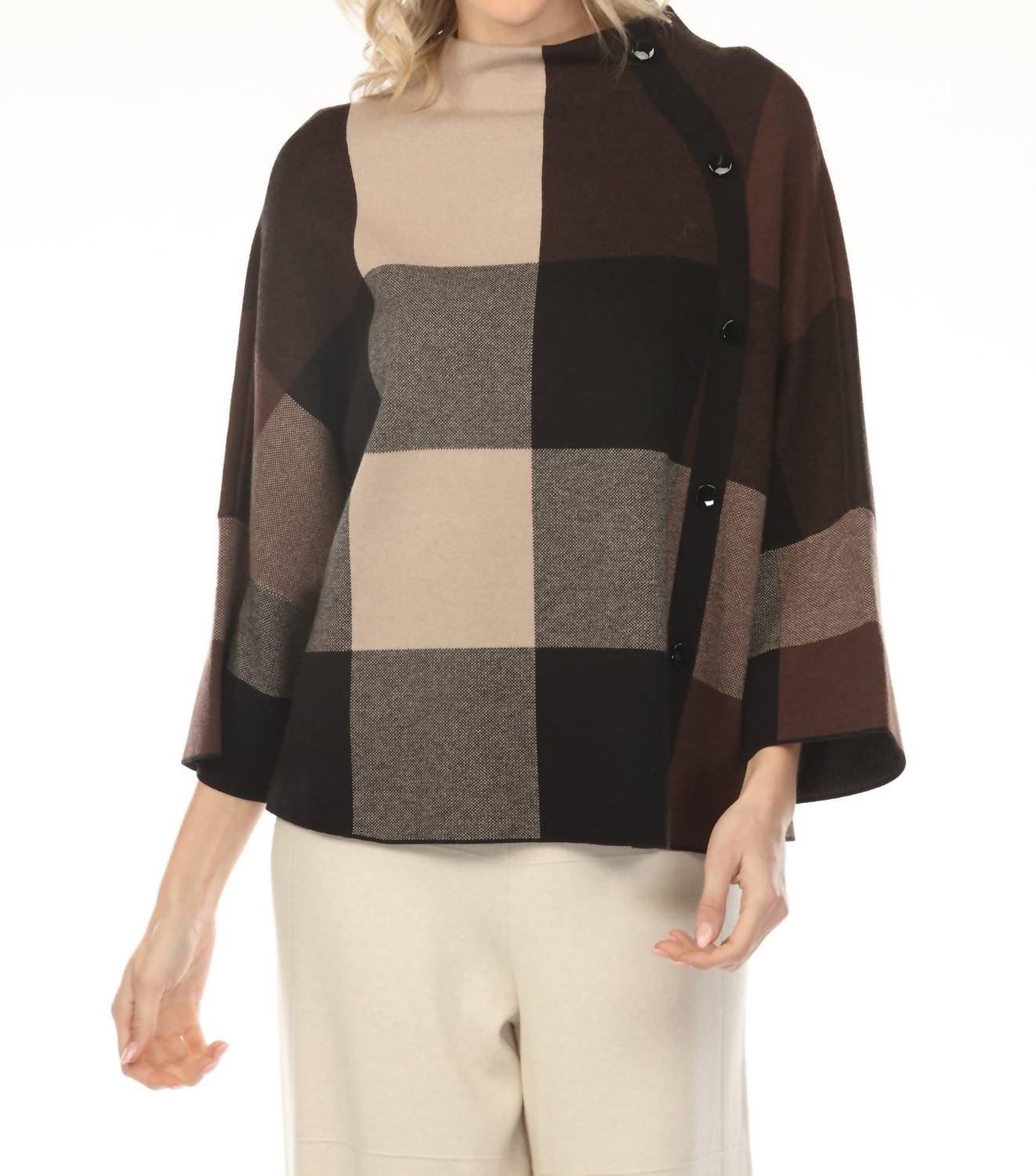 Joseph Ribkoff - Checkered Mock Neck Sweater