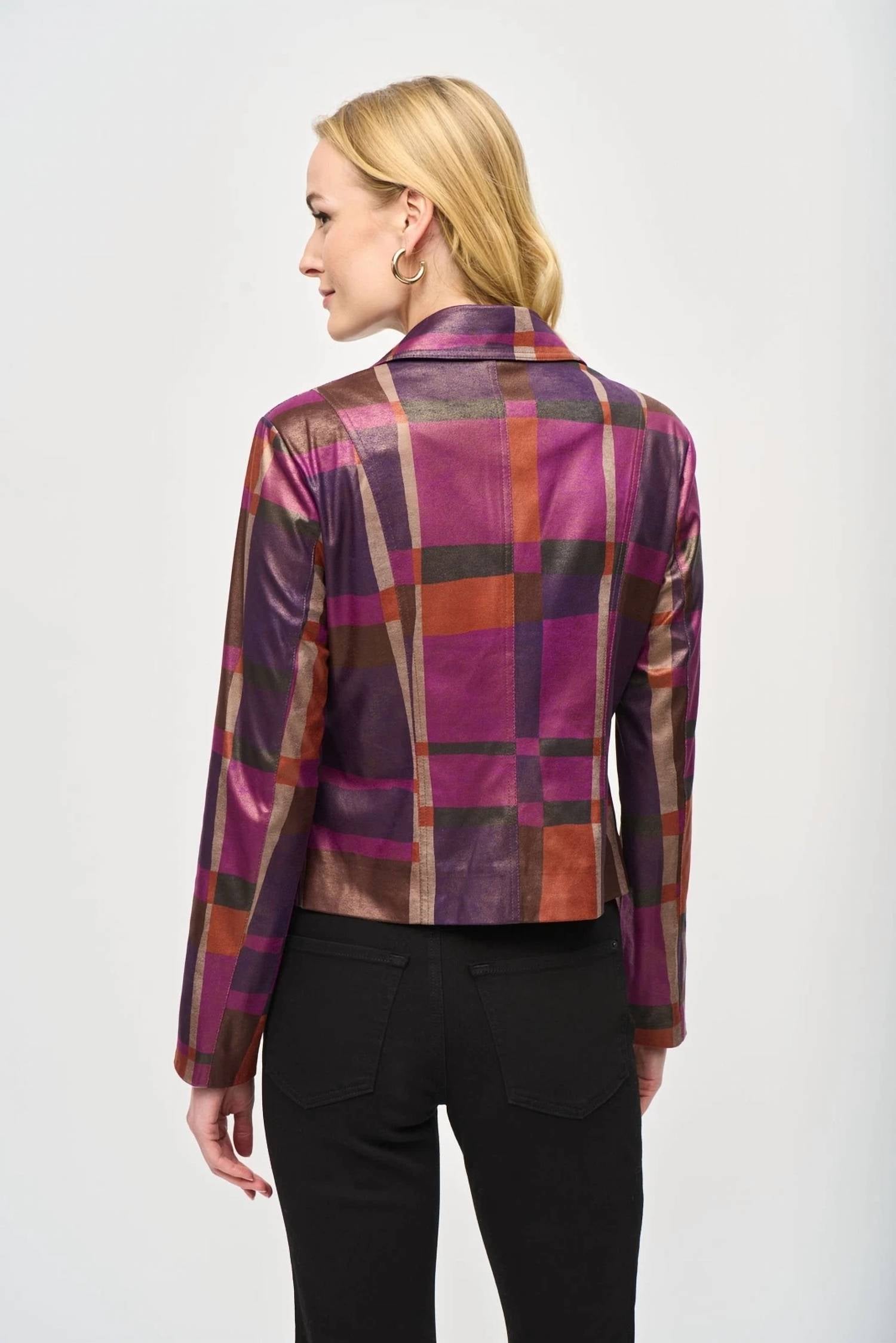 Joseph Ribkoff - Foiled Print Faux Suede Jacket