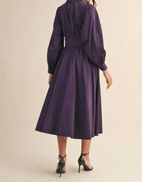 &Merci - Pintuck Waist Tie Front Midi Dress
