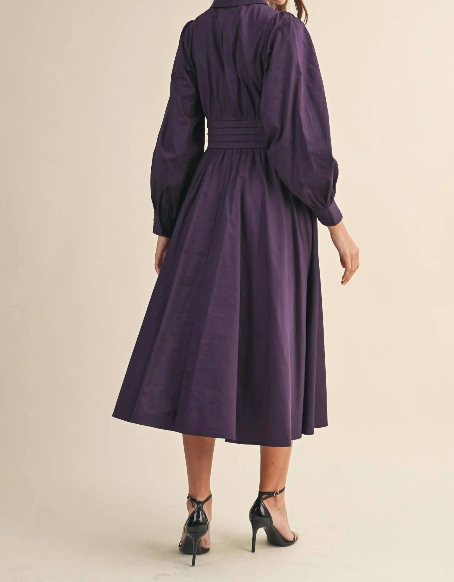 &Merci - Pintuck Waist Tie Front Midi Dress
