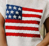 Fashionworks - Flag Graphic Short Sleeve Sweater Top