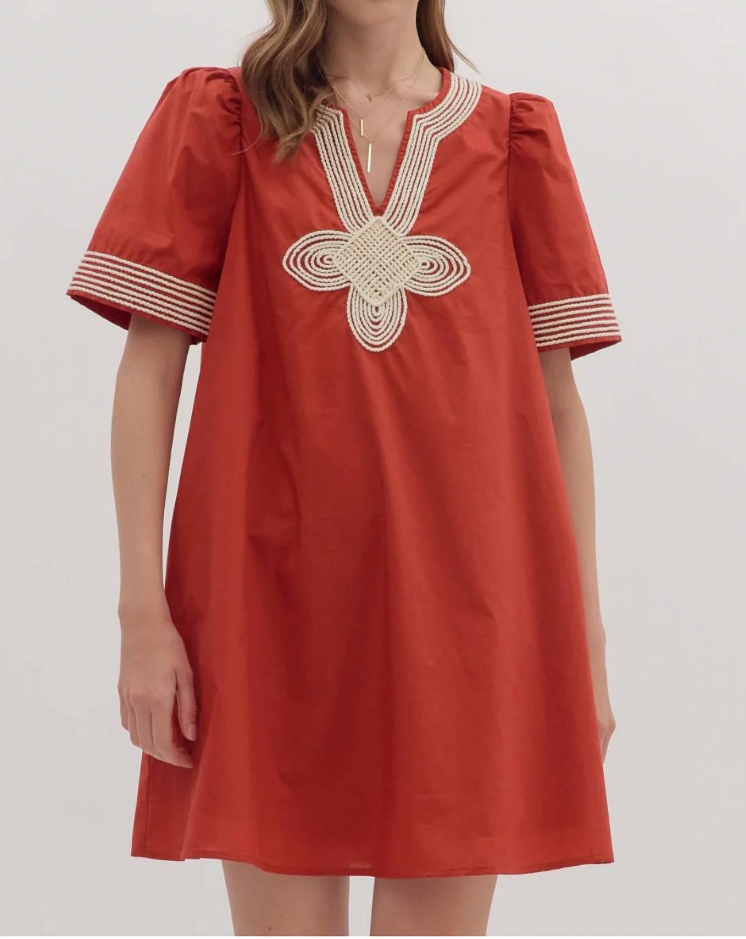 Entro - Cream Rope Embroidered Mini Dress