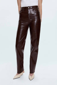 PISTOLA Cassie Super High Rise Straight Pant in tobacco croc - women's pants - alternate view
