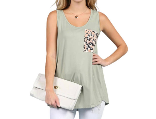 Ninexis - Leopard Print Pocket Tank Top