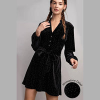 Ee:Some - Rhinestone Tie Waist Dress