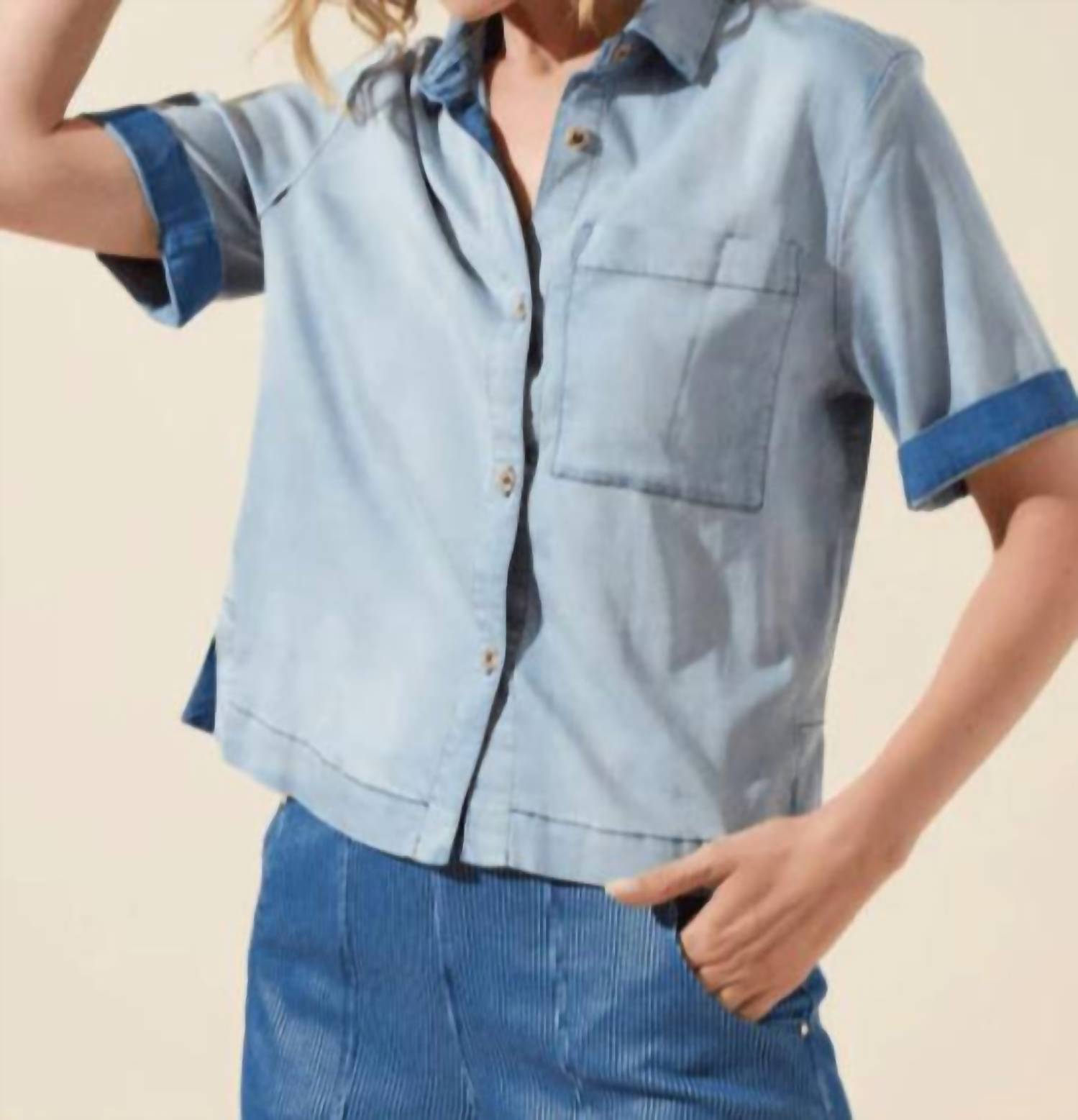 Lysse - Bianca St Chambray Short Sleeve Top