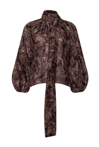 L'Agence Rhett Oversized Blouse in brown etched paisley 1 - women's blouse - view 5