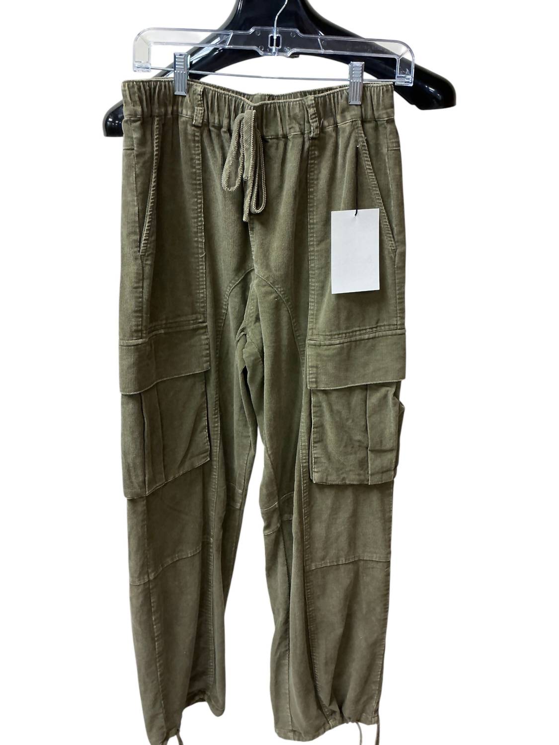 &merci Women's Mineral Washed Drawstring Pants in olive - women's pants