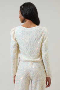 Sugarlips - Long Sleeve Sequined Jacket With Bow