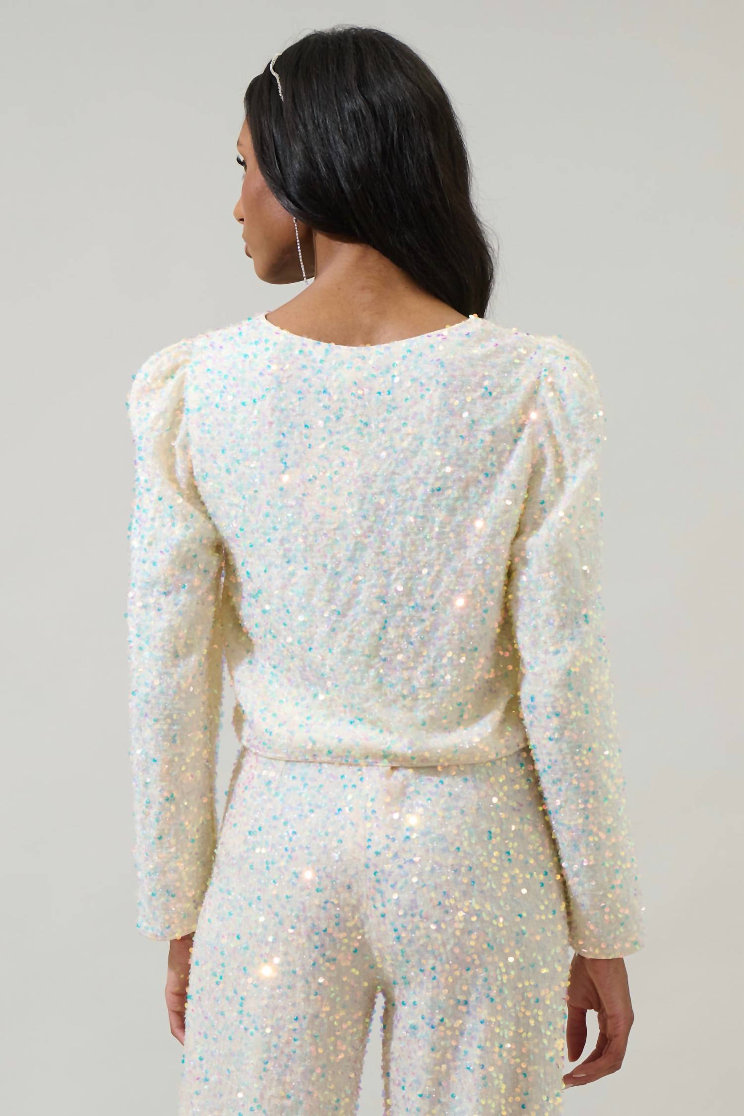 Sugarlips - Long Sleeve Sequined Jacket With Bow