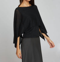 Autumn Cashmere Layered Capelet Top in black - women's blouse - detail view