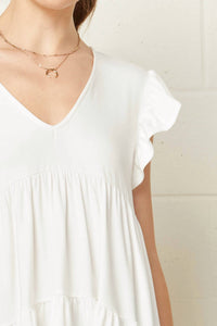 entro Tiered Ruffle Babydoll Top in ivory - women's blouse - view 4