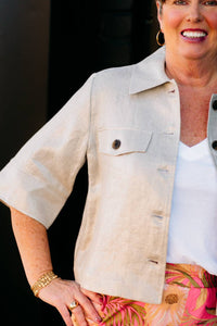 Joseph Ribkoff - Foiled Linen Blend Short Sleeve Boxy Jacket
