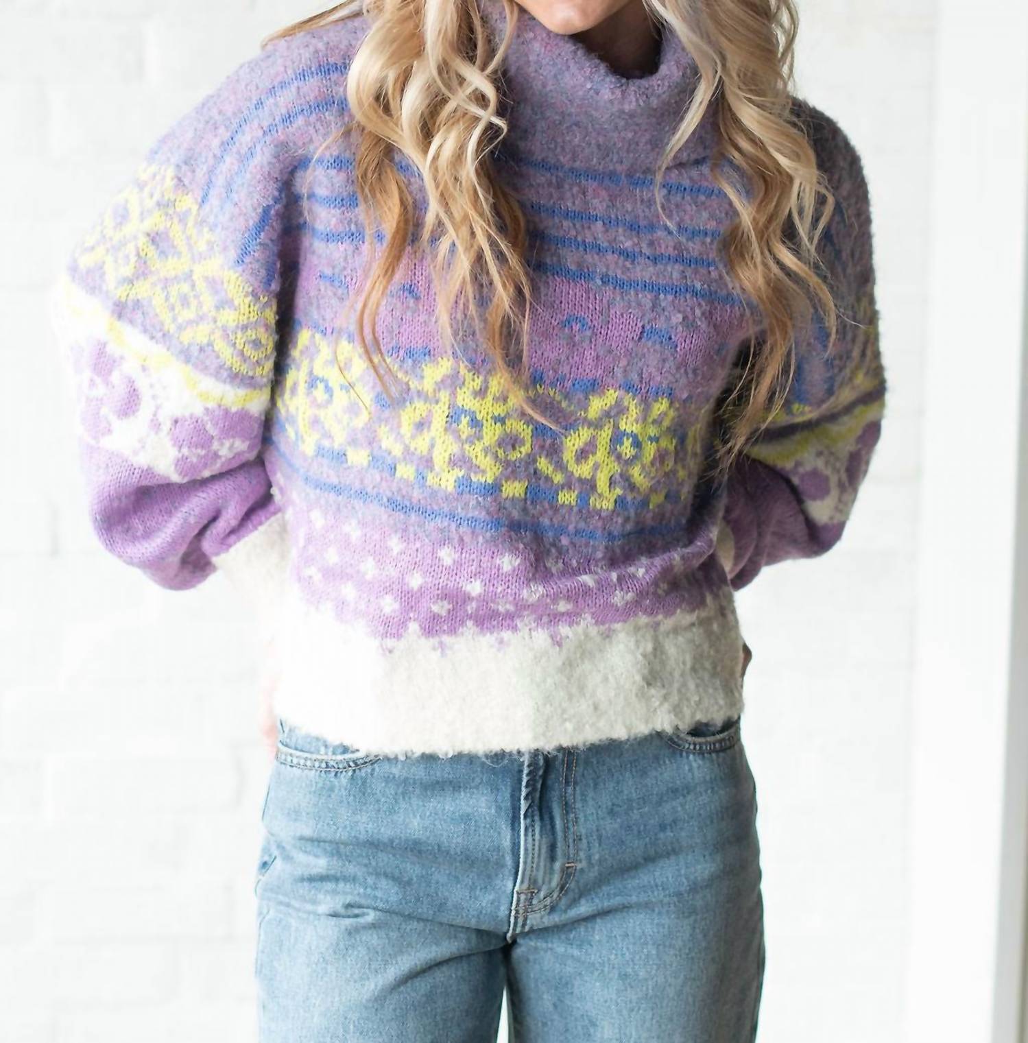 IN-LOOM Women's Multi Color Sweater in purple - women's sweater
