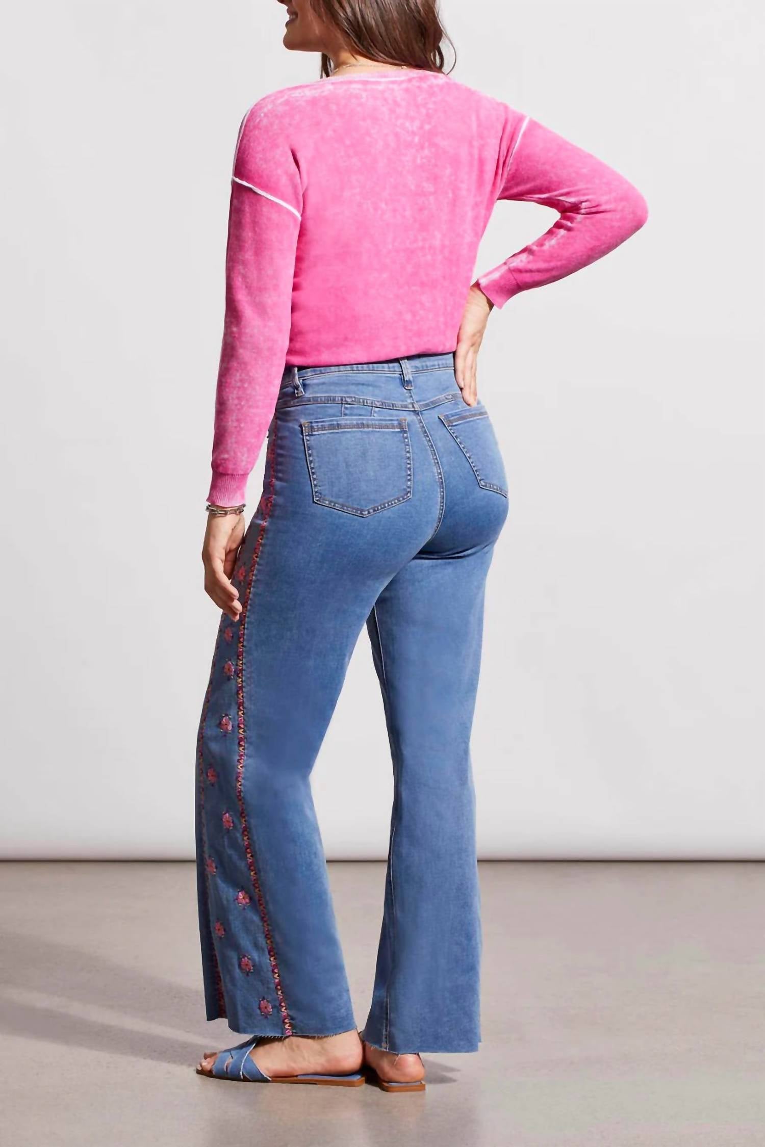 Tribal - Brooke Hugging Wide Leg Jeans With Embroidery