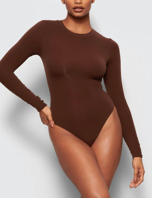 Skims - LONG SLEEVE CREW NECK BODYSUIT Cocoa