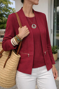 J'Envie/Eli Torino Zip Ribbed Cardigan in sangria - women's cardigan