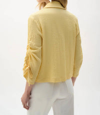 Joseph Ribkoff - Shirred Sleeves Boxy Blazer Jacket