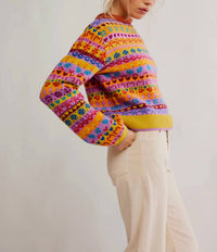 Free People Favorite Things Long Sleeve Sweater in bright confetti combo 1 - women's sweater - view 7