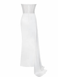 Miss Circle - Holly Crystallized Corset High Slit Satin Gown