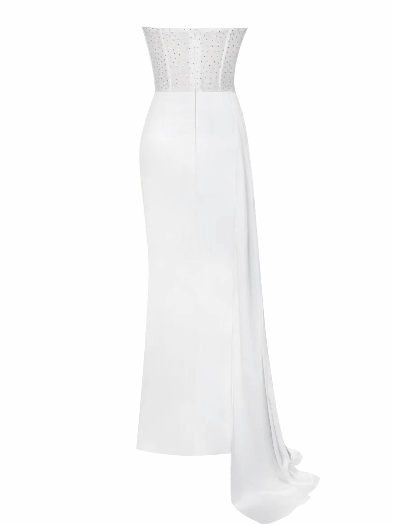 Miss Circle - Holly Crystallized Corset High Slit Satin Gown