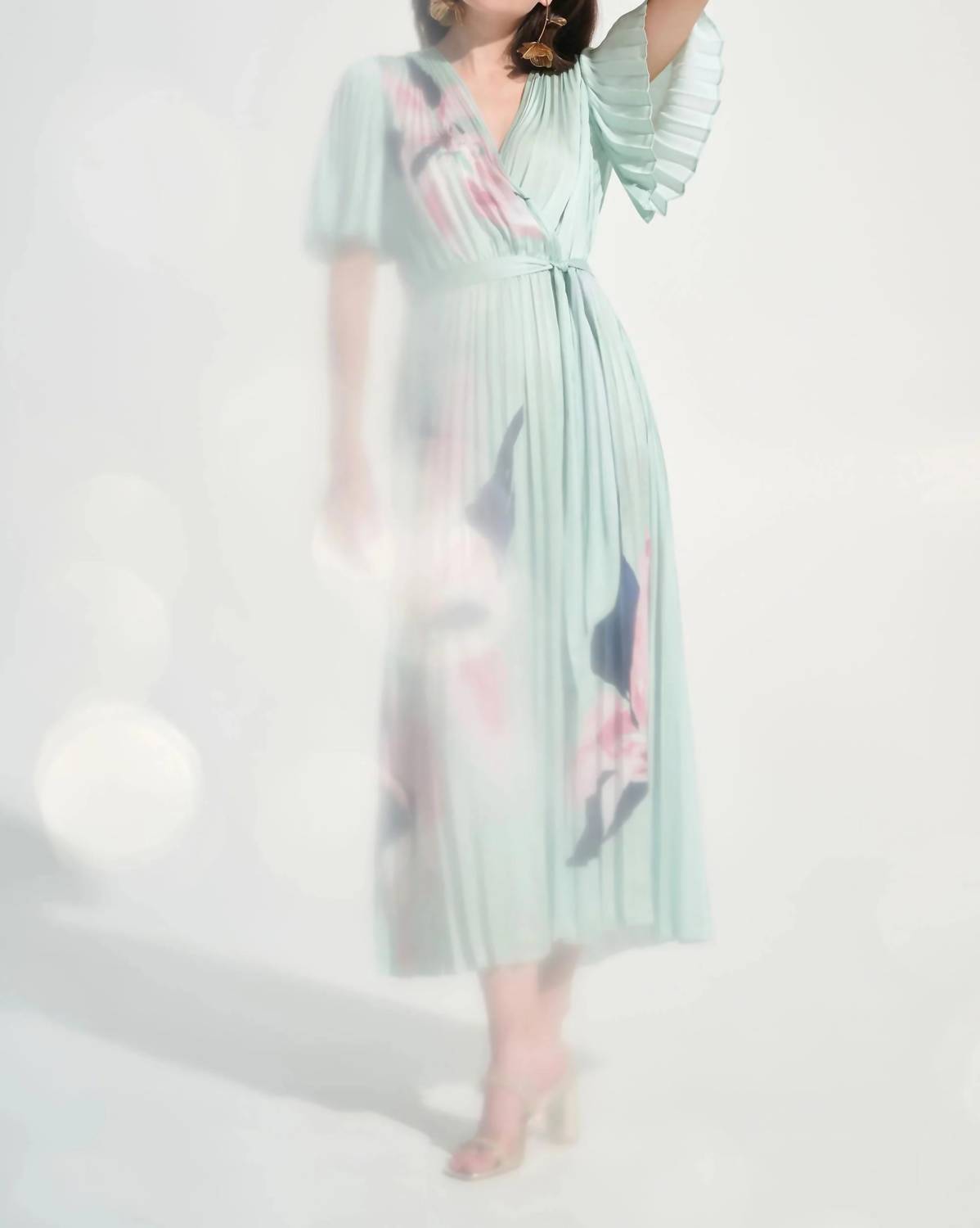 Joseph Ribkoff - Floral Pleated Satin Maxi Dress