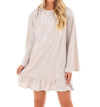 Caramela - Making Headlines Metallic Ruffled Mini Dress