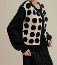 Listicle The Poppy Garden Knit Cardigan in multi - women's cardigan - detail view