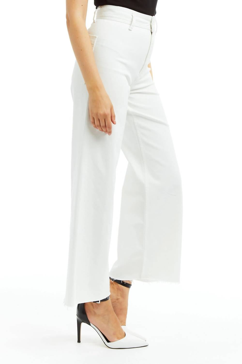 Tractr - Alice High Rise Ankle Crop Wide Leg Jean