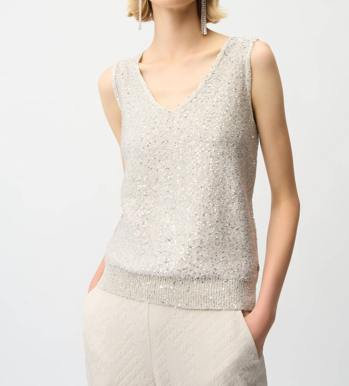 Joseph Ribkoff - Glamorous V-neck Sleeveless Pullover Camisole