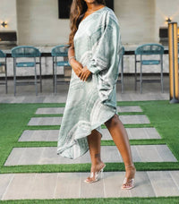Tyche - Satin Asymmetrical One Sleeve Dress