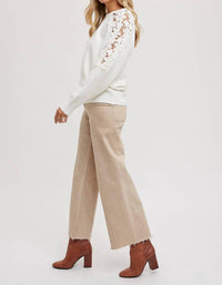 Bluivy - Crochet Contrast Knit Sweater