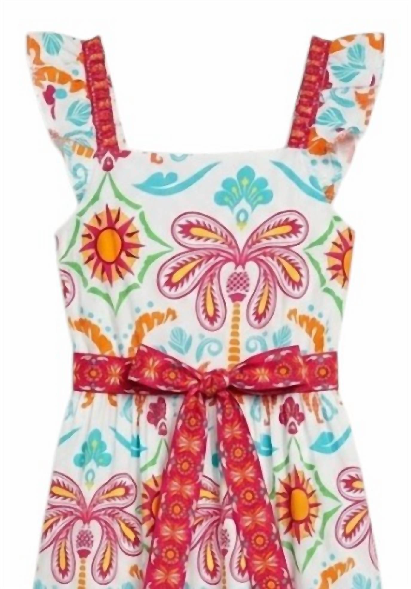 maude vivante Women's Elsie Maxi Dress in geo palms - women's dress - detail view