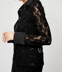 Frank Lyman - Lina Lace And Sparkle Long Sleeve Blouse
