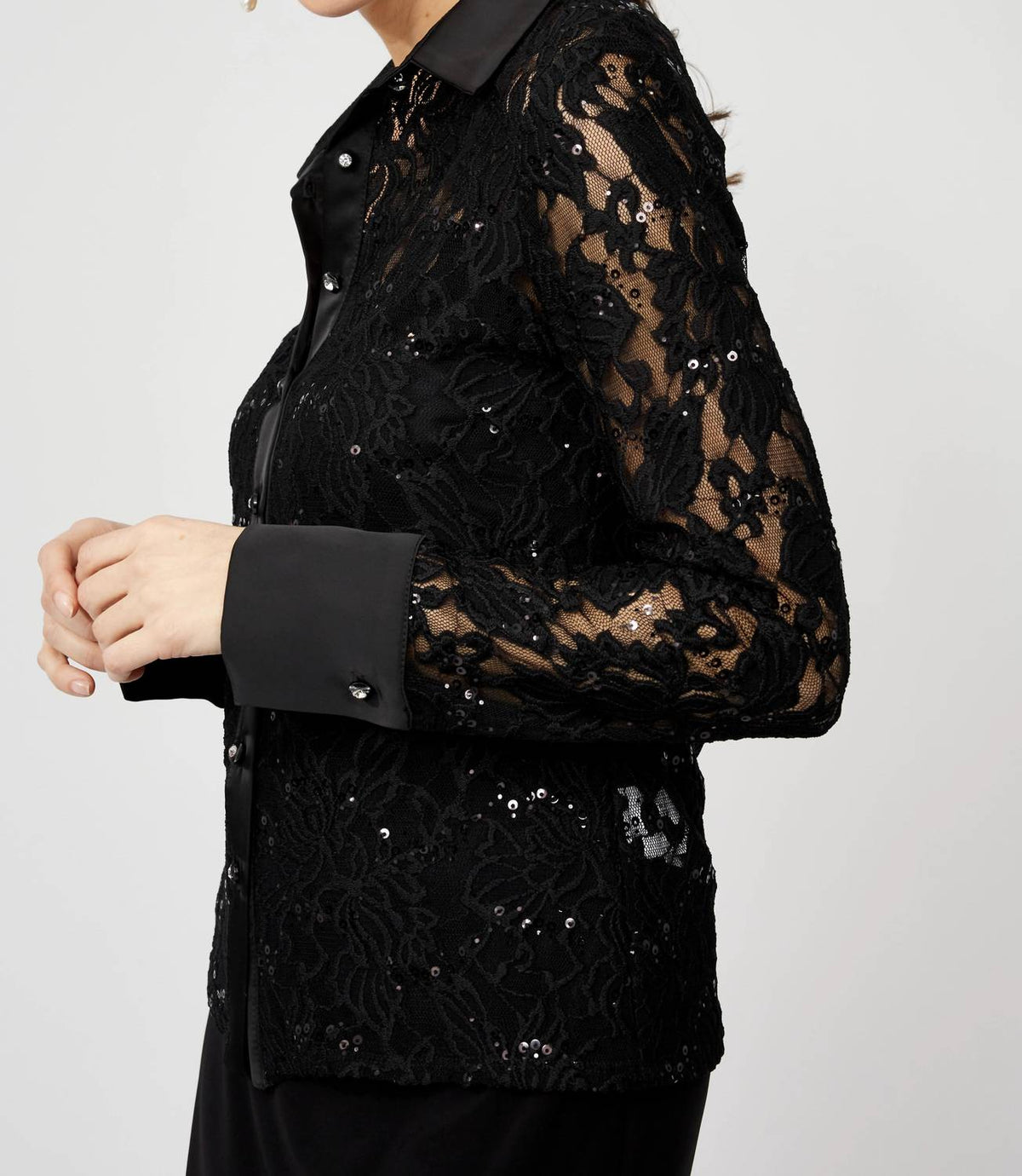 Frank Lyman - Lina Lace And Sparkle Long Sleeve Blouse