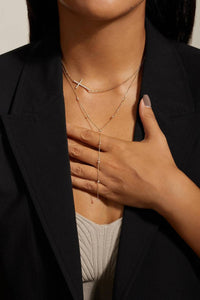 Eklexic - Women's Cz Studded Lariat Necklace