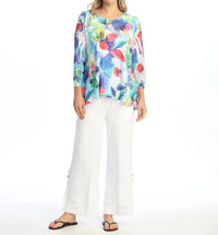Jess & Jane - Burnout Tunic With Mesh Contrast Top