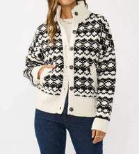 Lovestitch - Geo Pattern Button Down Sweater Jacket