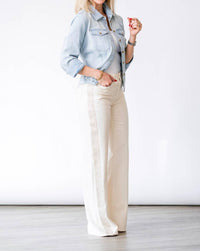 Sanctuary Cadence Shimmer Stripe Pant in vanilla creme - women's pants - detail view