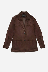 DELUC Dereck Faux Suede Blazer in chocolate - women's jacket - view 4