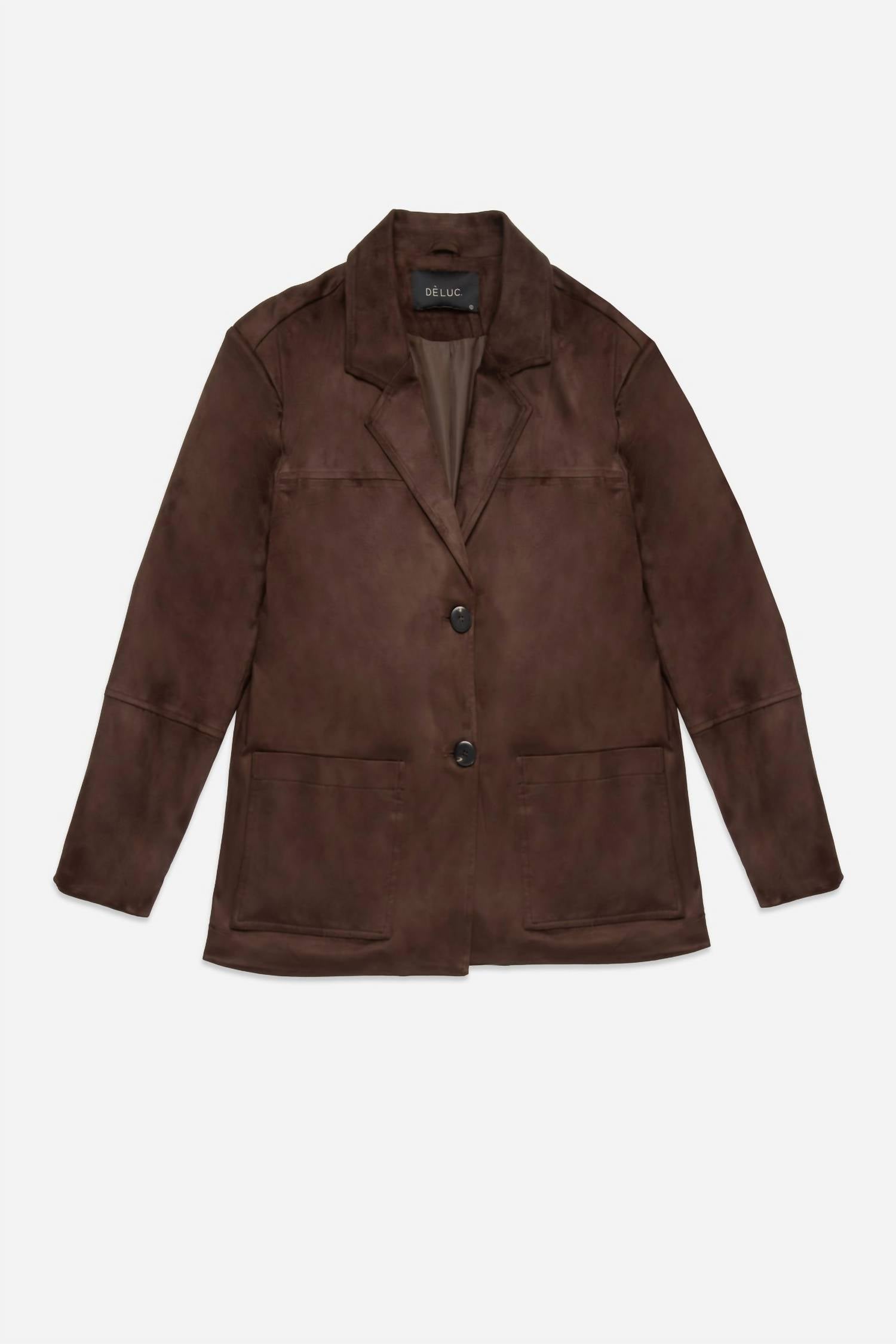 DELUC Dereck Faux Suede Blazer in chocolate - women's jacket - view 4