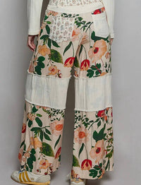 POL Patchwork Floral Woven Pants - women's pants - detail view