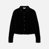 RE/DONE Women's Loose Polo Cardigan in black - women's cardigan