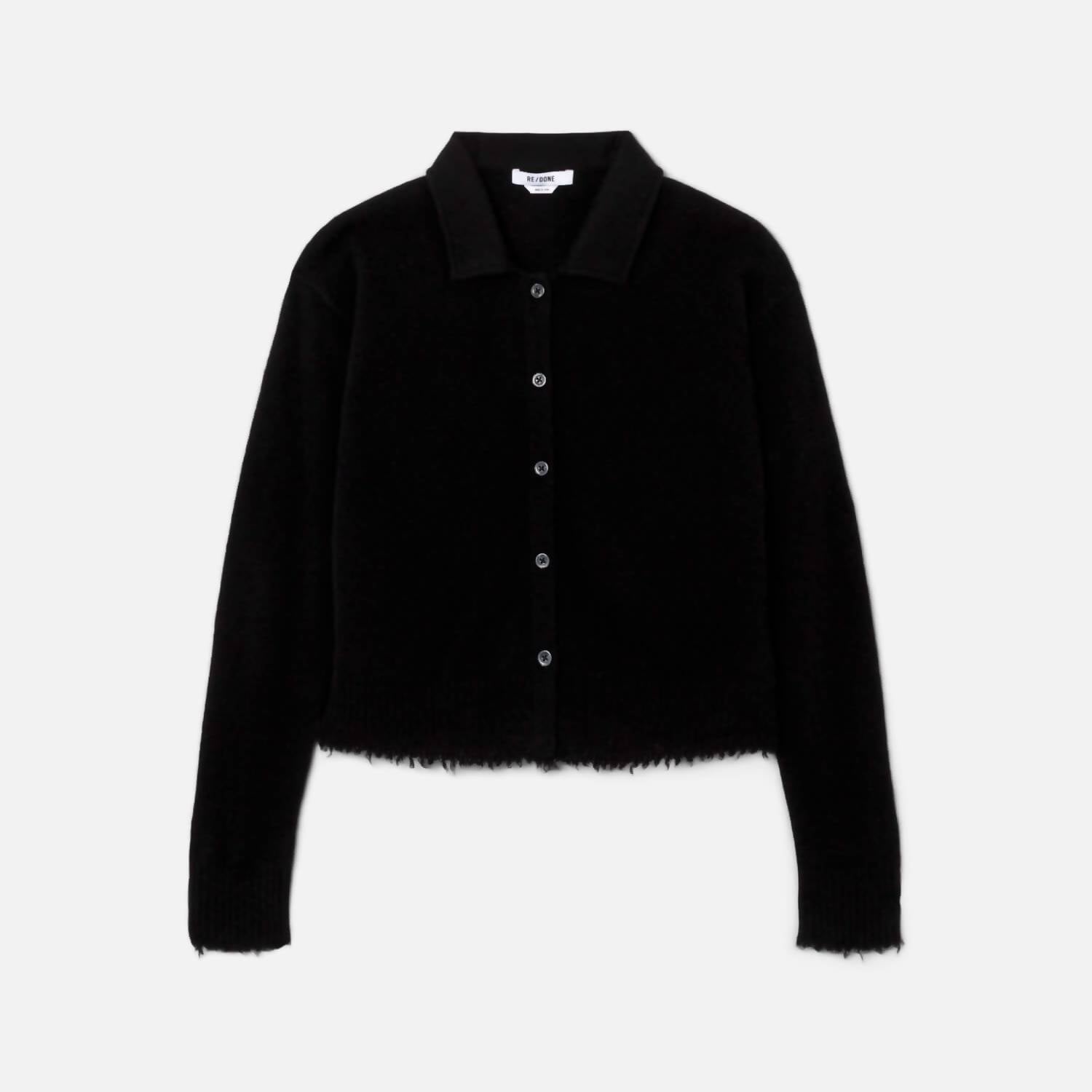 RE/DONE Women's Loose Polo Cardigan in black - women's cardigan