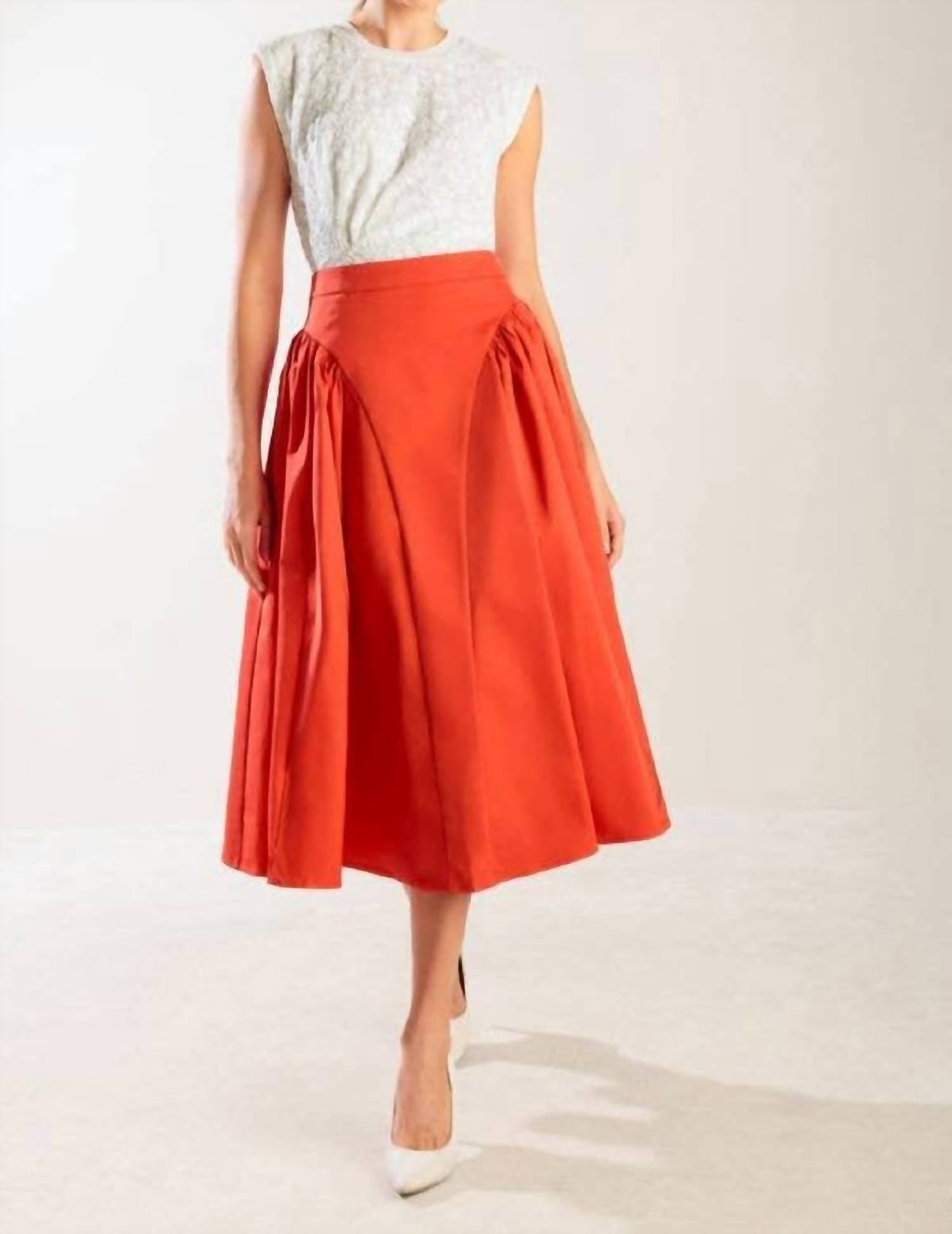 Flying Tomato - Women's Solid Woven Full Midi Skirt