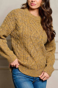 Mystree - Cable Knit Fuzzy Sweater