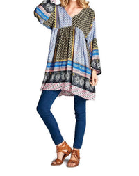 Velzera - Paisley Color Block Mini Dress